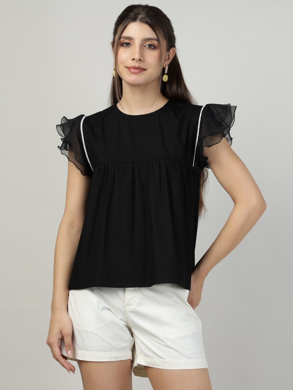 Black Breeze Ruffle Top
